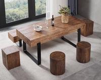 Longue table à manger moderne en bois chaise combinaison rétro assis jetée hôtel réception journal personnalité jetée table à manger