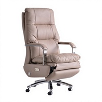 Chaise de bureau de direction ergonomique pivotante en cuir véritable de luxe moderne, mousse moulée confortable, siège long, hauteur réglable