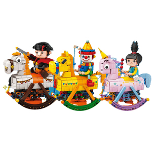 Modelo de juguete <span class=keywords><strong>para</strong></span> niños Caballo mecedora de cuerda y juegos de bloques de construcción de plástico Caballero creativo Figuras de acción y decoraciones - Product Image 1