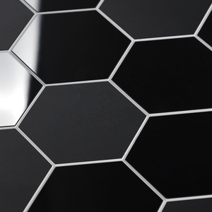 Foshan Factory SPC Mosaic <b>Tile</b> Black Mirror and Matte Hexagon Peel-and-Stick <b>Tiles</b> Self-Adhesive Wall <b>Tiles</b> for Wall Decoration - Product Image 3