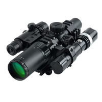 Ensemble de lunette de chasse longue portée SYQT 9-en-1 1-5x24IR avec point rouge, laser vert/rouge, lampe torche, revêtement multicouche vert, compact