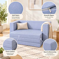 Canapé-lit pliant compact, housse lavable amovible, mousse compressible, canapé lounge 2 places pour chambre d'amis & maison