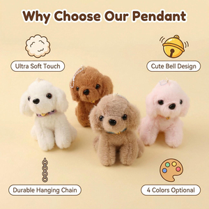 Porte-clés en peluche chiot mignon, breloque de sac en forme de chien en peluche, pendentif chien Teddy Kawaii pour sacs à main, sacs à dos - Product Image 2