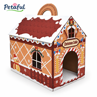 Petaful Maison et Griffoir pour Chat en Carton Ondulé Pliable, Écologique et Durable, Design Moderne et Luxueux, Spécial Fêtes de Noël