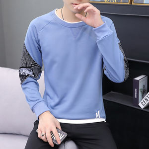 Pull hommes version coréenne de la tendance hommes T-shirt à manches longues pull décontracté chemise de fond plus velours haut chaud - Product Image 6