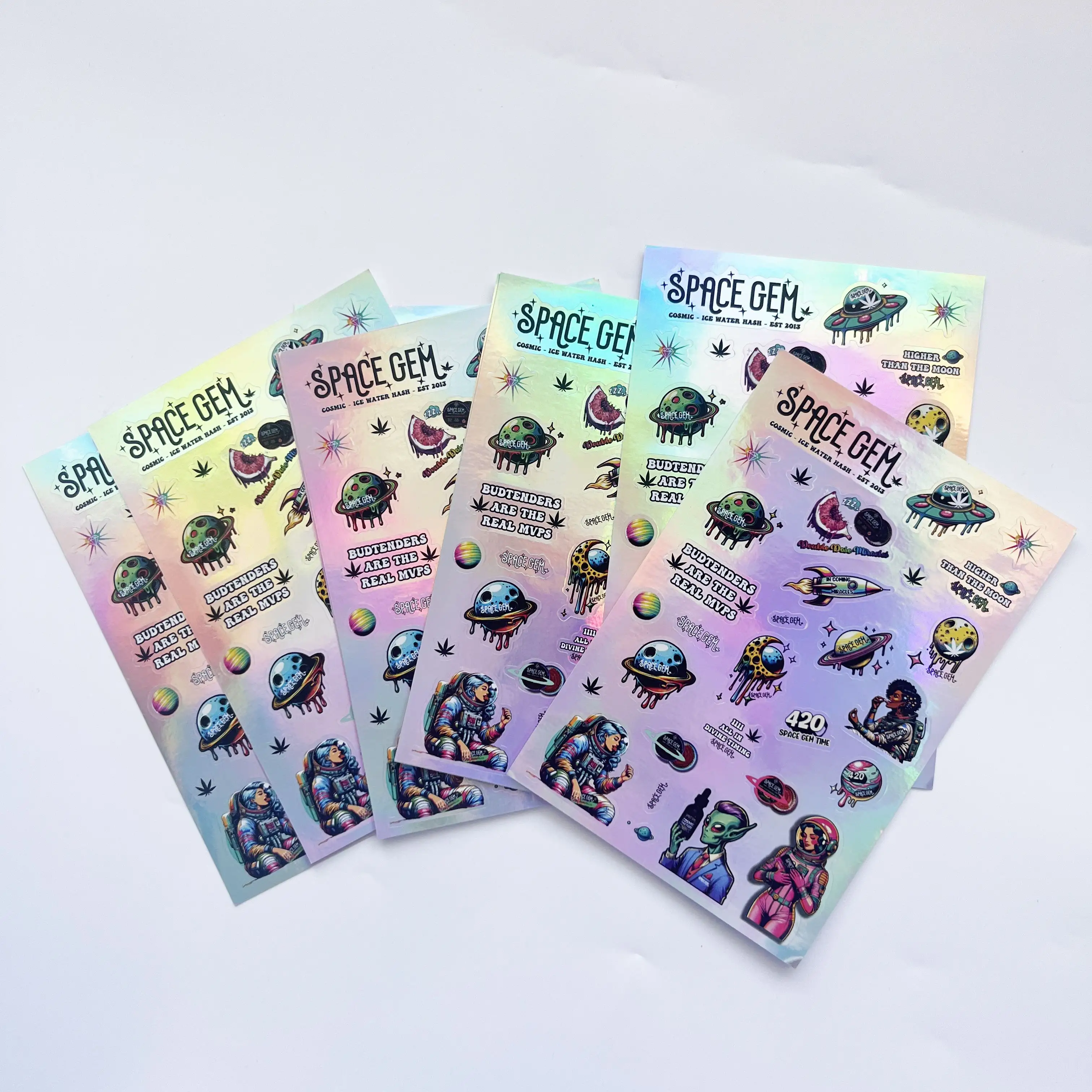 Promotion Luxury Rainbow Effect Reflective Sticker Label Sticker Sheet Custom Print Custom Holographic Sticker