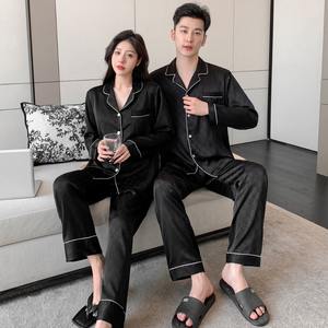 ชุดนอนคู่รัก แขนยาว ผ้าซาตินเนื้อนุ่ม สำหรับฤดูร้อน ชุดนอนผู้หญิง ผู้ชาย ชุดลำลอง - Product Image 2