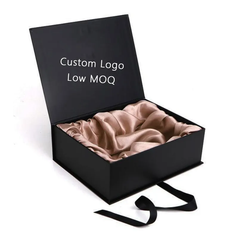 Cardboard Luxury Gift Custom Logo Satin Ribbon Extension Lined Women handbags Heel Sandals Shoe purses Hair Wig Packaging Boxes