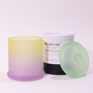Luxury Candle Container Gradient <strong>Frosted</strong> Aromatherapy High White Wholesale Empty <strong>Glass</strong> Candle Jars with <strong>Glass</strong> Lid for Xmas - Product Image 1