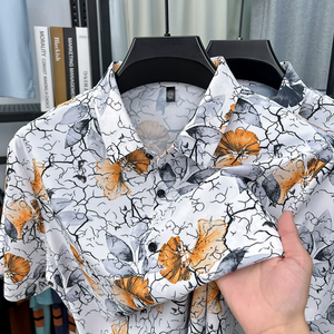 Camicia stampata estiva da <span class=keywords><strong>uomo</strong></span>, vestibilità ampia, casual, a maniche corte - Product Image 4