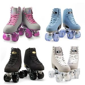 Patins à roulettes doubles haut de gamme pour femmes, en cuir de vachette/PU, avec cadre en alliage d'aluminium, 4 roues, légers, pour la location, chaussures de patinage en cuir - Product Image 6