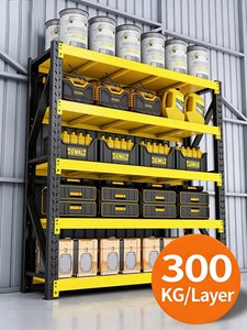 Étagères robustes sur mesure, capacité de 300 kg par niveau, garage, <span class=keywords><strong>noir</strong></span>, 4 niveaux, unité d'étagère empilable en métal pour entrepôt - Product Image 4