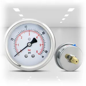 Favorable Price M14*1.5 Shockproof 60mm Pressure Gauges Total Gas Water Pressure Meter Gauge For Biogas Plant