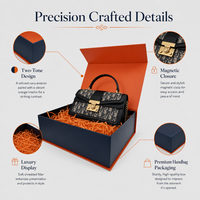 Lussuosa Scatola Regalo Personalizzata Nera e Arancione Pieghevole Magnetica Rigida per Rossetti, Profumi e Cosmetici, Confezione in Cartone 1200g con Magnete N52