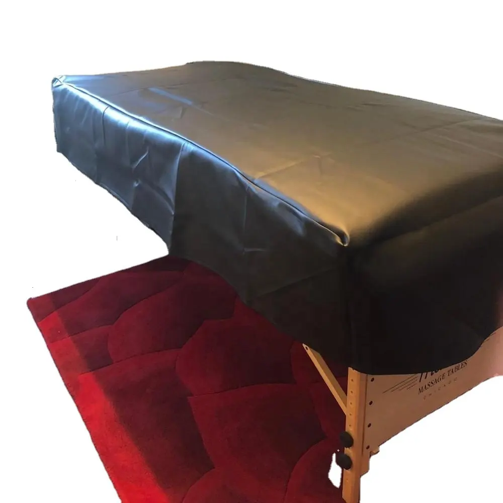 Tampa de cama de salão de beleza, tamanho personalizado 190.5*84*30.5cm, cor preta, couro pu, à prova d'água, cobertura de cama