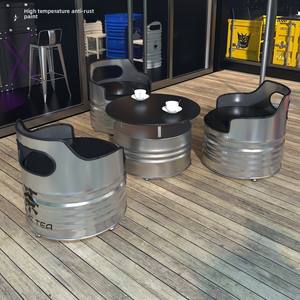 <span class=keywords><strong>Bar</strong></span>, <span class=keywords><strong>bar</strong></span> informal, conjunto de mesa y sillas de estilo industrial, tienda en línea popular, cafeterí<span class=keywords><strong>a</strong></span>, restaurante, asientos de barriles de hierro forjado, sofá - Product Image 2