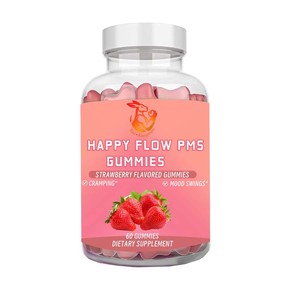 Gummies Happy Flow PMS à Marque Blanche avec Vitamine D et Extrait de Safran pour le Confort Menstruel, l'Équilibre de l'Humeur et le Soutien Hormonal - Product Image 1