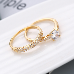 Alianças de Casamento Femininas Modernas em Latão com Zircônia, Banhadas a Ouro e Ouro 18K para Noivado, Casamento, Aniversário e Presente de Festa - Product Image 3