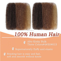 Extensions de cheveux Remy Afro Kinky Super Volumineuses 50g/paquet, Cheveux Humains Bruts Vierge Ondulés, Cheveux Brésiliens en Gros Pas Chers pour Crochet, Longueur 8"-30"