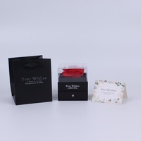 Boîte à bijoux Haomi de haute qualité, design rouge à lèvres et roses, pour la Saint-Valentin, boîte à collier et à bague à fleurs éternelles pour cadeau