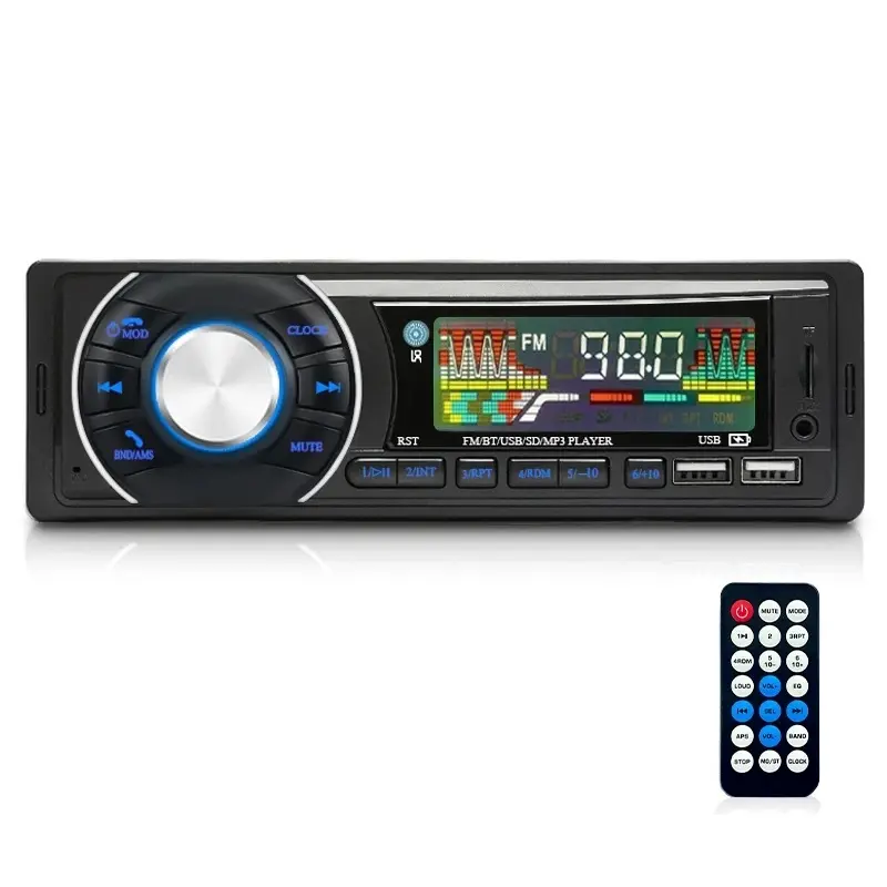 자동차 1din 오디오 라디오 블루투스 스테레오 MP3 플레이어 FM 수신기 12V 지원 전화 충전 AUX/USB/TF 카드 대시 키트