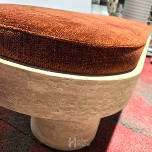 Modern Minimalist <strong>Seating</strong> Natural Marble Travertine <strong>Bench</strong> <strong>with</strong> Soft Velvet <strong>Cushion</strong> for Home &amp; Commercial Decor - Product Image 4