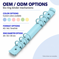 Mécanisme de reliure à 6 anneaux personnalisé A5 A6, clips de reliure métalliques à anneaux ronds 20mm 25mm 30mm pour carnets et agendas à feuilles mobiles