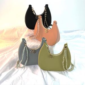 Fashionable Waterproof <b>Silicone</b> Women's Shoulder Bags With Chains Decoration Zipper Closure Outdoor Wallets - Product Image 1