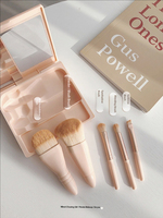 Set Kuas Makeup Penutup Noda Wajah 5 Pcs Rambut Sintetis Label Pribadi Terbaru dengan Gagang Plastik dan Kotak Cermin, Ramah Perjalanan