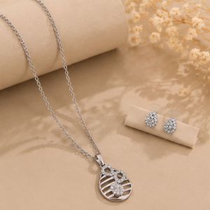 Ensemble collier et boucles d'oreilles en argent 925, pendentif en pierre naturelle en forme de larme, ensemble de bijoux élégant pour femmes, classique, pour fête, mariage, mode - Product Image 2