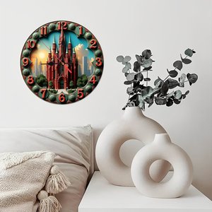 Round Wooden Wall <b>Clock</b> 25x25Cm Thick Frame Quiet Non Ticking Home Living Room Decor - Product Image 4