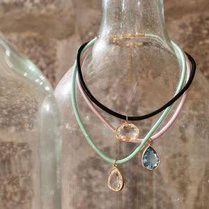 Europa Verenigde Staten Grensoverschrijdende Nieuwe Gepersonaliseerde 18K Gold Plating Touw Ketting Water Drop Glas Ovale Hanger Trendy Voor Vrouwen - Product Image 6