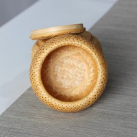 Mini panier en bambou naturel tissé boîte de rangement multifonctionnelle pot de fleur fait à la main boîte à thé