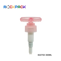 Bouteilles de savon liquide pour soins personnels en plastique triangulaires roses de 300 ml avec pompe