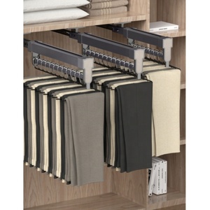 Armoires d'usine Quincaillerie montée sur le dessus Vêtements coulissants Support de rangement pour pantalons <span class=keywords><strong>Porte</strong></span>-pantalons suspendu télescopique - Product Image 6