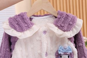 <span class=keywords><strong>Pyjama</strong></span> d'hiver en molleton de corail à la mode pour filles vêtements de maison respirants pour enfants avec ensemble de vêtements de dessin animé Cardigan - Product Image 3
