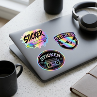Autocollants personnalisés holographiques laser arc-en-ciel style cyberpunk néon, étiquettes autocollantes en vinyle imperméables pour bouteille d'eau, ordinateur portable, téléphone