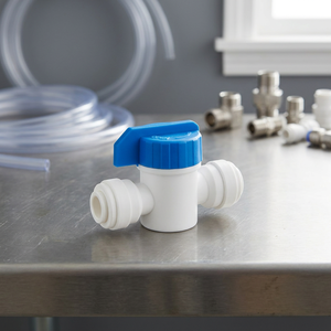 Robinet à boisseau sphérique à fermeture en ligne 1/4 pouce OD pour tuyau de tuyauterie, utilisation de raccords rapides manuels en PP, purificateur d'eau, système RODI - Product Image 2