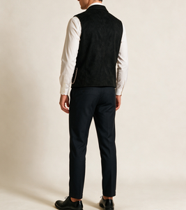 Westen im westlichen Stil für Herren, zweireihig, mit antikem Messing-Wappenknopf, Reverskragen, Albert-Kette, Pattentasche - Product Image 6