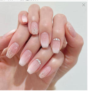 Uñas Postizas Color Rosa Degradado, Medianas, Cuadradas, Estilo Ataúd, para Uso Diario en la Oficina - Product Image 4