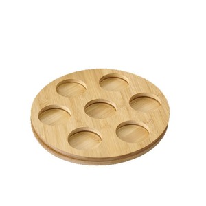 Wooden Double Layer <b>Rotating</b> <b>Spice</b> <b>Rack</b> For Kitchen Condiment Storage Bamboo Round Standing Type - Product Image 2