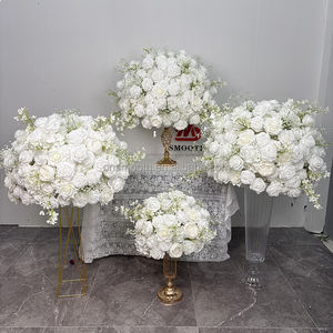 SMOOTH 80/60/40cm Rosa Bola de besos grande Flores pequeñas artificiales Mesa Centro de mesa Bola de flores para evento Decoración de mesa de boda - Product Image 6