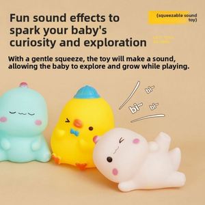 Customized Shape Logo Cute Mini Dinosaur Duckling Children's Water Play Educational Stress-Relief Squeeze Squeak <b>Bath</b> Toy - Product Image 4