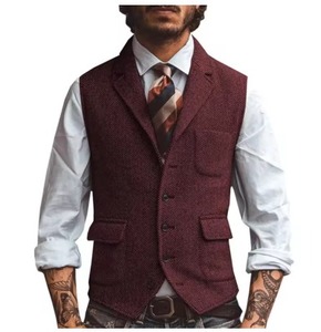 Chaleco Nuevo para Hombre al por Mayor, Color Marrón, con Solapas y Diseño Espigado |   Traje y Chaleco <span class=keywords><strong>de</strong></span> <span class=keywords><strong>Novio</strong></span> para Boda - Product Image 6
