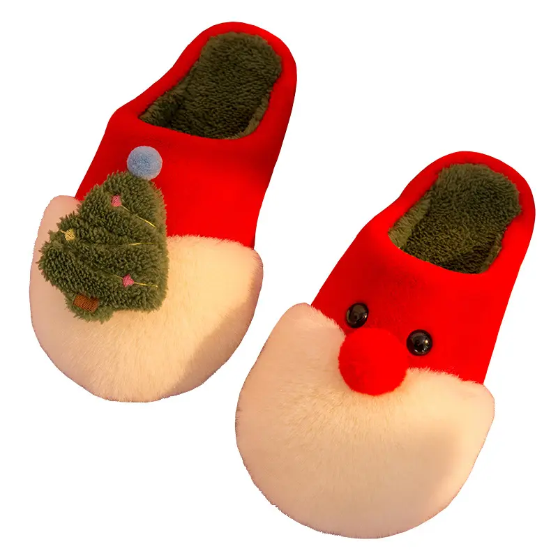Christmas Design Slip-On Kids supply cheap fluffy Women's Warm Cotton Soft rainbow Animal motifs plush slipper for woman