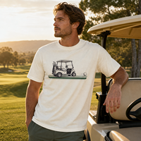 T-shirt décontracté pour hommes, coupe décontractée, en coton doux et respirant, avec logo personnalisé et impression club de golf, pour golfeurs (OEM/ODM)