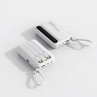 Batterie externe haute vitesse 10000mAh avec écran LED, chargeur portable, câble USB-C intégré, compatible iPhone