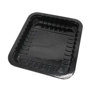 Customized supermarket pp black plastic chicken foam heat sealed packaging tray for seafood thawing tray for frozen meat