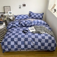 En Gros Luxe Spot Coton Aloe Parure de Lit 4 Pièces Marron Blanc Taille King Housse de Couette Drap de Lit