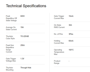 Module Thyristor TAIYAN TN3015H-6I 600V 150°C 3 Broches pour Convertisseurs Haute Fréquence et Applications UAV - Product Image 6
